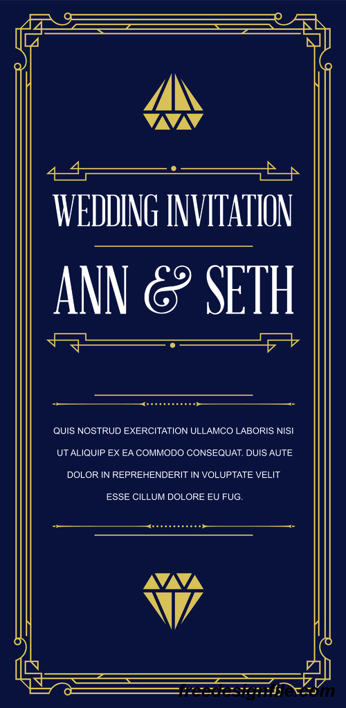 Wedding vintage invitation card template vectors 05