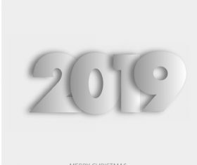 White 2019 new year text with white background vector