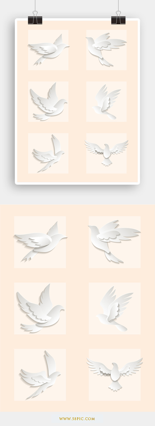 White paper cut peace dove vector