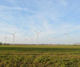 Wind turbines in the fields Stock Photo 02