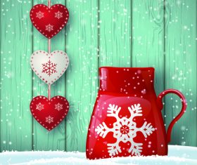 Winter christmas greeting card with wooden wall background vector