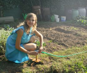 Woman doing gardening Stock Photo