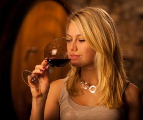 Woman tasting wine Stock Photo 01