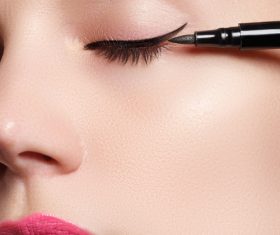 Woman with thrush line Stock Photo