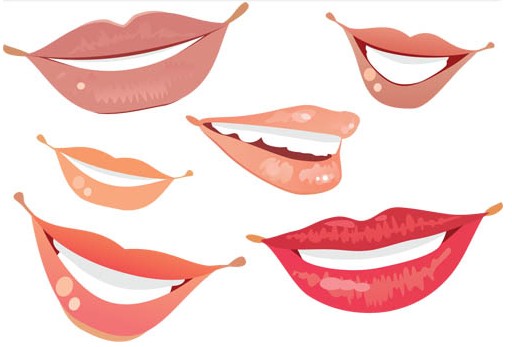 Women Smile Lips Vector Set Free Download