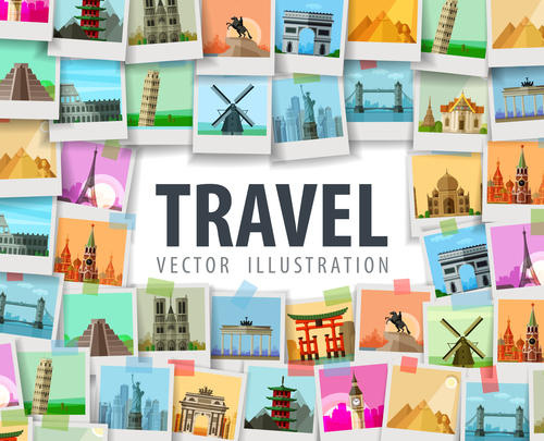 World travel photo background design vector 01 free download