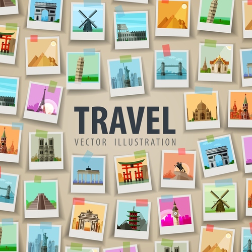 World travel photo background design vector 03 free download
