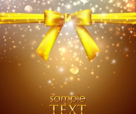 Yellow ribbon bows with brown blurs background vector