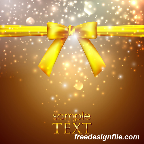 Yellow ribbon bows with brown blurs background vector