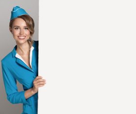 Young beautiful airplane stewardess Stock Photo 03