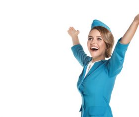 Young beautiful airplane stewardess Stock Photo 08