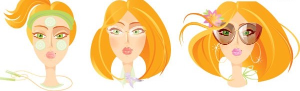 blonde girl cartoon portrait vector