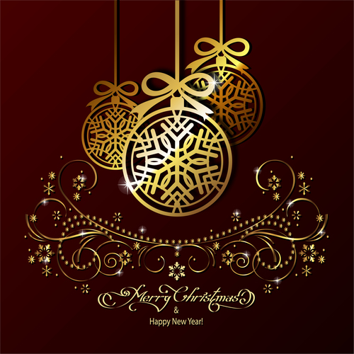 brown background with golden christmas decorative vector