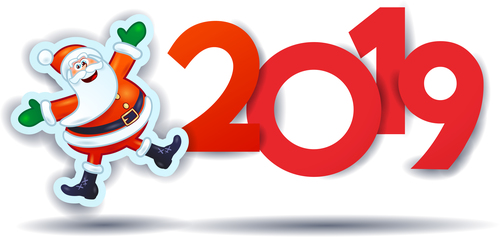 christmas santa and 2019 on white background vector