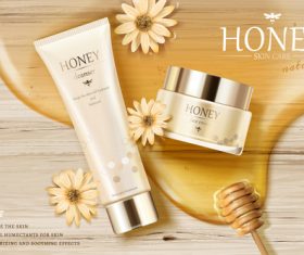 honey skin care cosmetics advertisement template vector 02