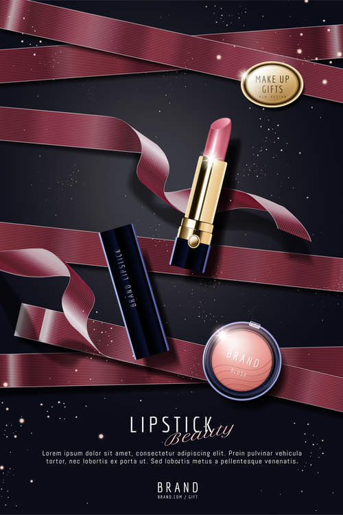 lipstick advertisement template vector 01