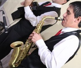person who plays the saxophone Stock Photo 02