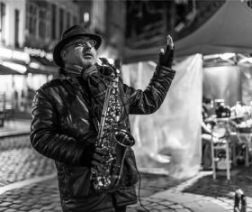 person who plays the saxophone Stock Photo 03