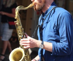 person who plays the saxophone Stock Photo 04