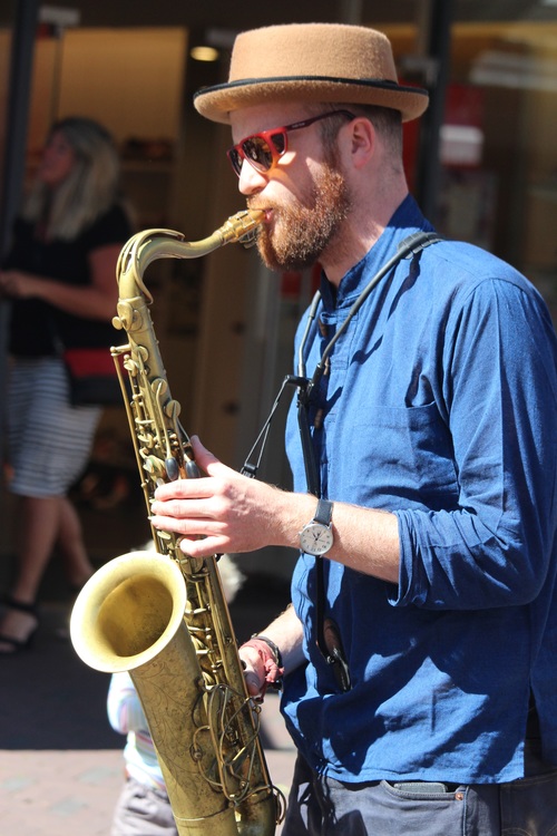person who plays the saxophone Stock Photo 04
