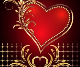 red valentine card with romantic heart vector 01
