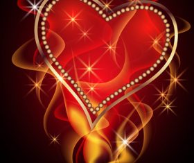 red valentine card with romantic heart vector 02