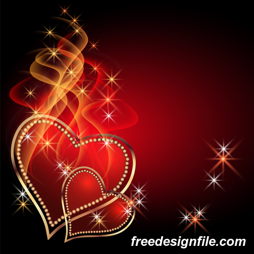 red valentine card with romantic heart vector 03