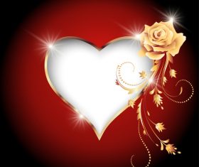 red valentine card with romantic heart vector 04