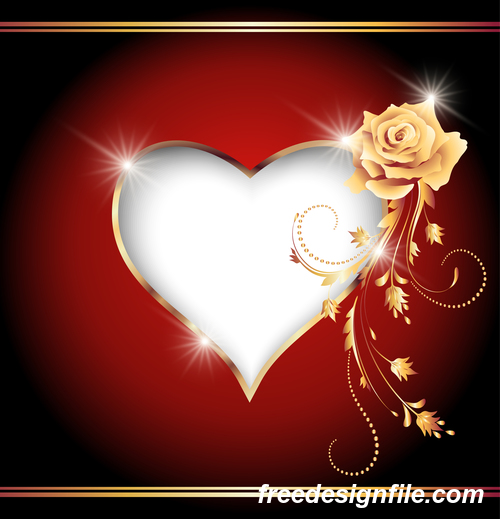 red valentine card with romantic heart vector 04