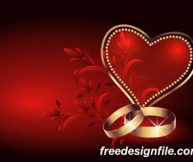 red valentine card with romantic heart vector 05