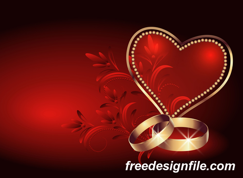 red valentine card with romantic heart vector 05