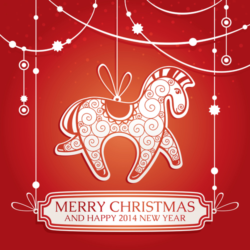 Christmas horse background vector