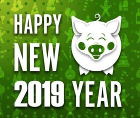 2019 Pig year green background vectors