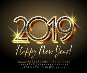 2019 christmas text with alphabet design vector 01