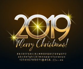 2019 christmas text with alphabet design vector 02