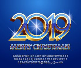 2019 christmas text with alphabet design vector 04