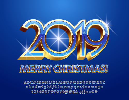 2019 christmas text with alphabet design vector 04