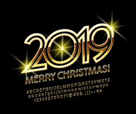 2019 christmas text with alphabet design vector 05