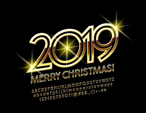 2019 christmas text with alphabet design vector 05