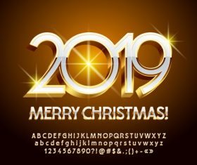 2019 christmas text with alphabet design vector 06