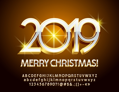 2019 christmas text with alphabet design vector 06