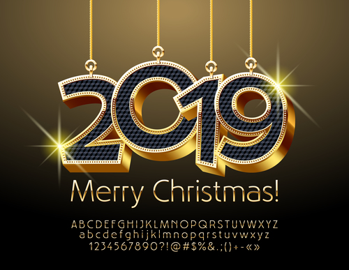 2019 christmas text with alphabet design vector 07