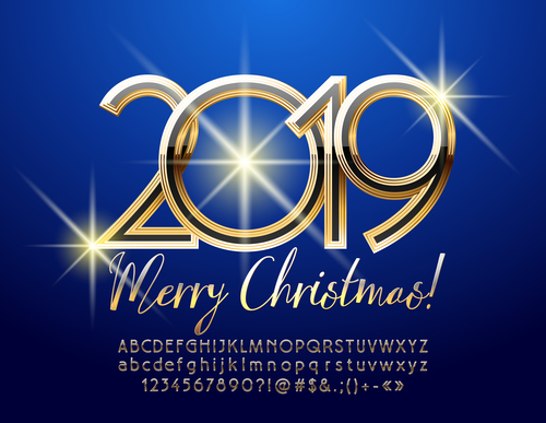2019 christmas text with alphabet design vector 10