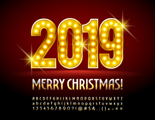 2019 christmas text with alphabet design vector 11