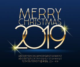 2019 christmas text with alphabet design vector 12