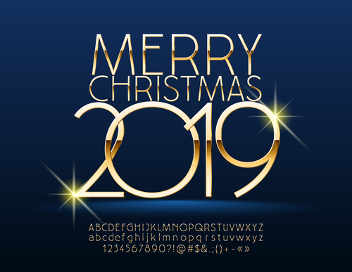 2019 christmas text with alphabet design vector 12