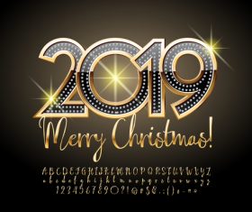 2019 christmas text with alphabet design vector 13