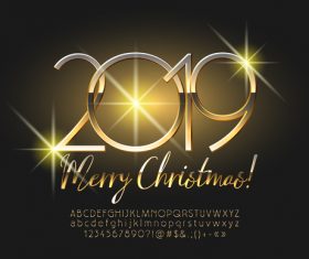 2019 christmas text with alphabet design vector 14