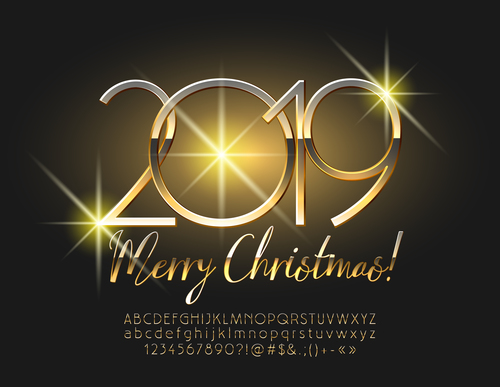 2019 christmas text with alphabet design vector 14