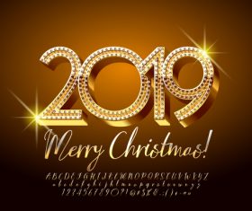 2019 christmas text with alphabet design vector 15